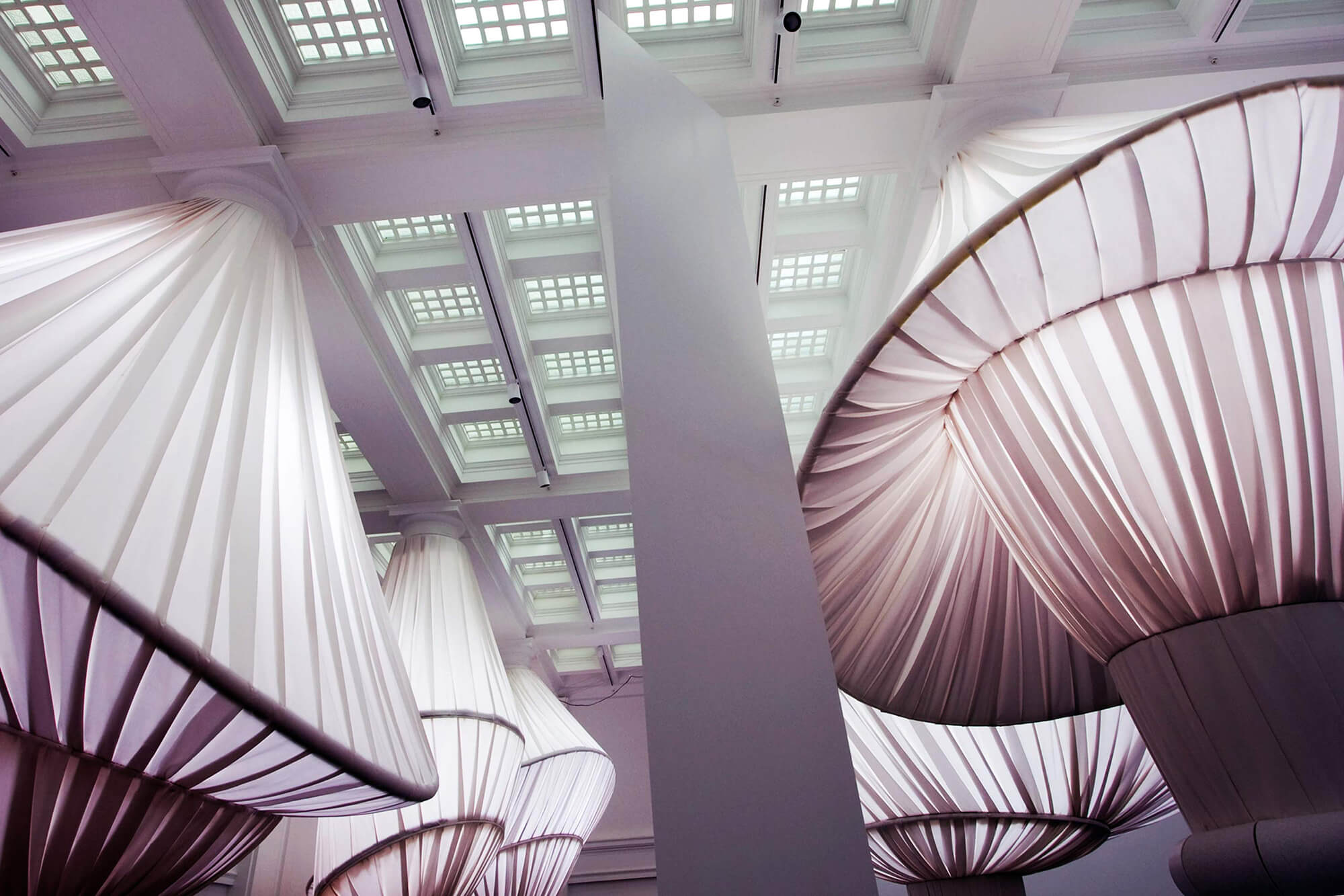 The reOrder exhibit at the Brooklyn Museum featuring 2000 yards of Sunbrella fabrics