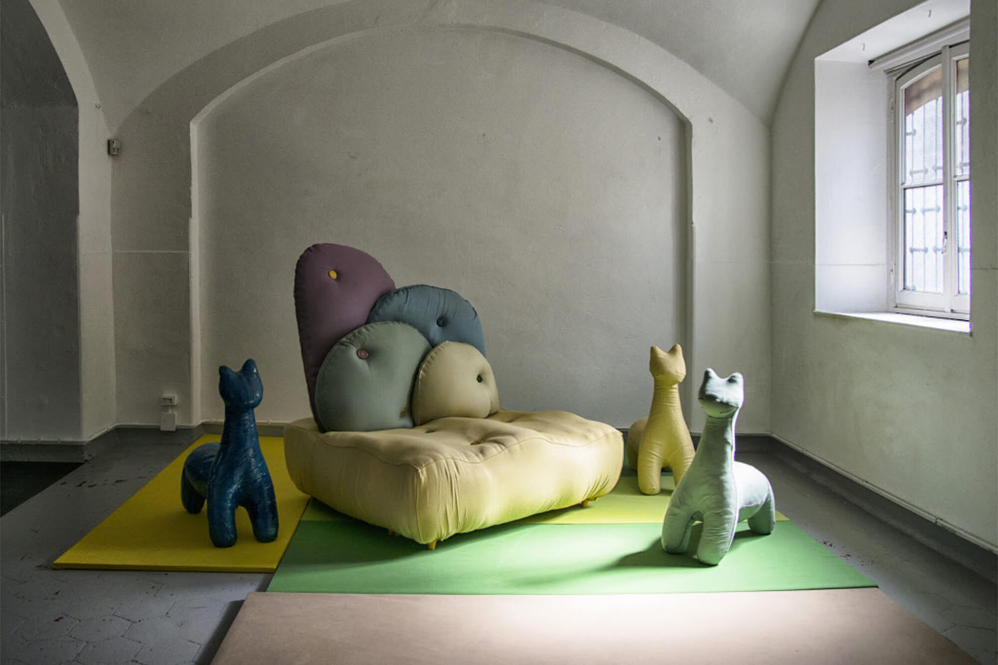 The Rossana Orlandi gallery in Milan featuring pieces made using Sunbrella fabrics