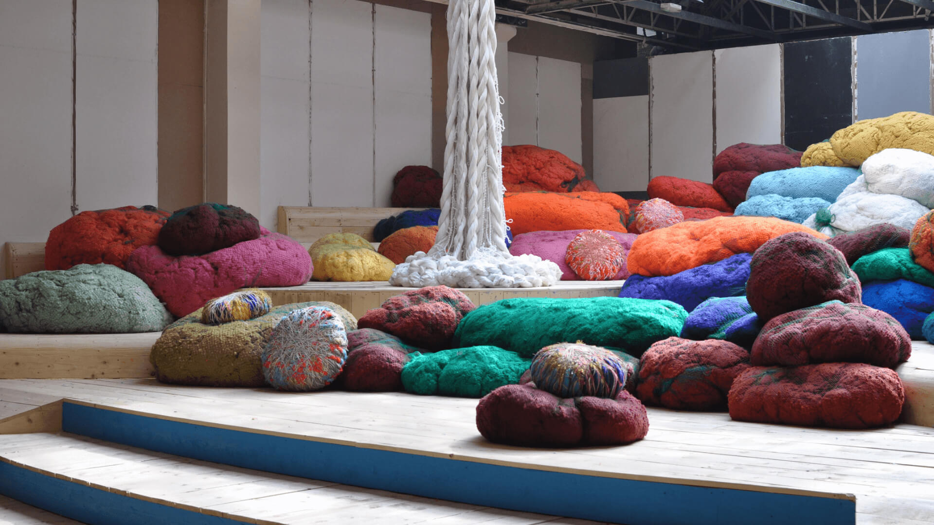 Sheila Hicks art installation featuring Sunbrella fibers and yarn
